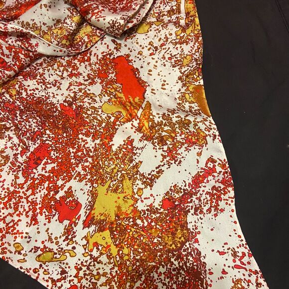 #5698 Woman's Orange Beige  and Gold Shawl Long Scarf 88 x 19 - Picture 3 of 8